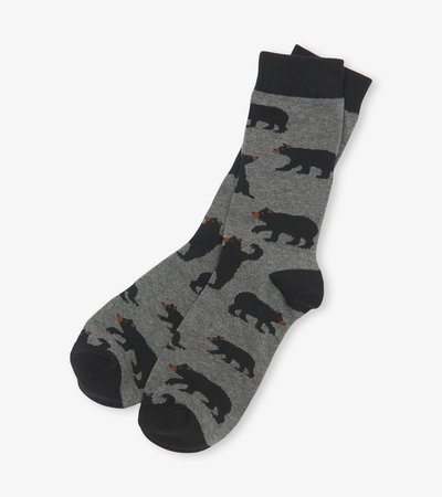 Chaussettes pour homme – Ours noirs sur gris anthracite