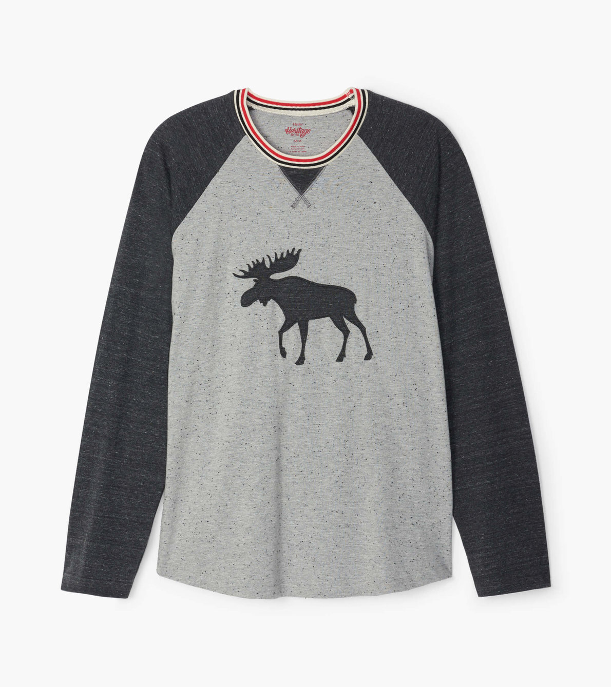 Agrandir l'image de T-shirt à manches longues raglan pour enfant, collection Heritage – Orignal sur gris anthracite