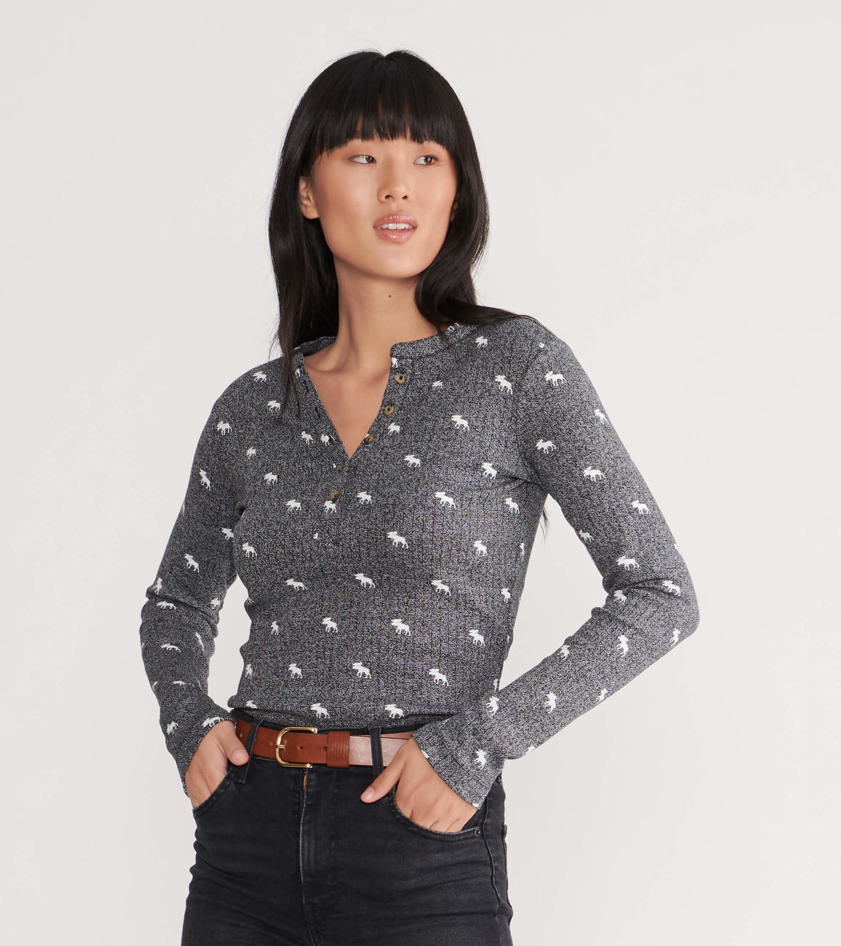 View larger image of Charcoal Moose Women's Heritage Henley