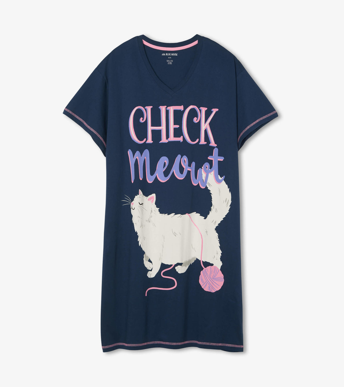Agrandir l'image de Chemise de nuit pour femme – Chat « Check Meowt »