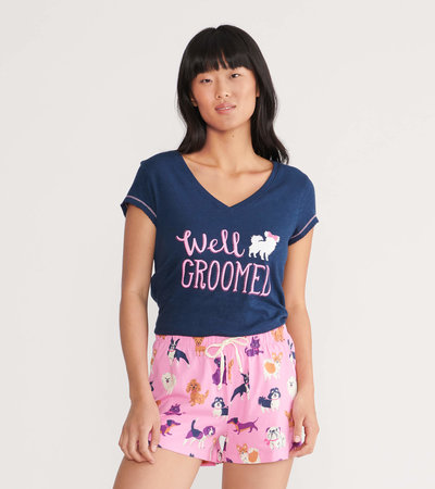 T-shirt à encolure en V pour femme – Chiot « Well Bred »