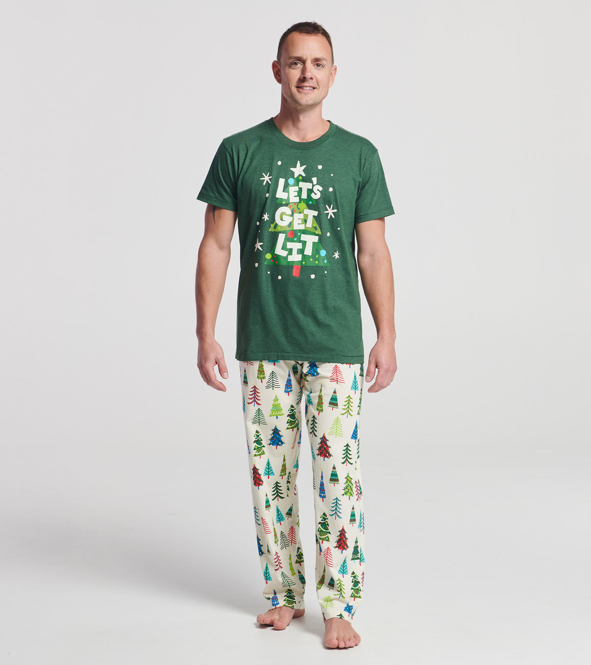 View larger image of Christmas Trees Men's Tee and Pants Pajama Separates