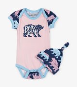 Cottage Bears Baby Bodysuit with Hat