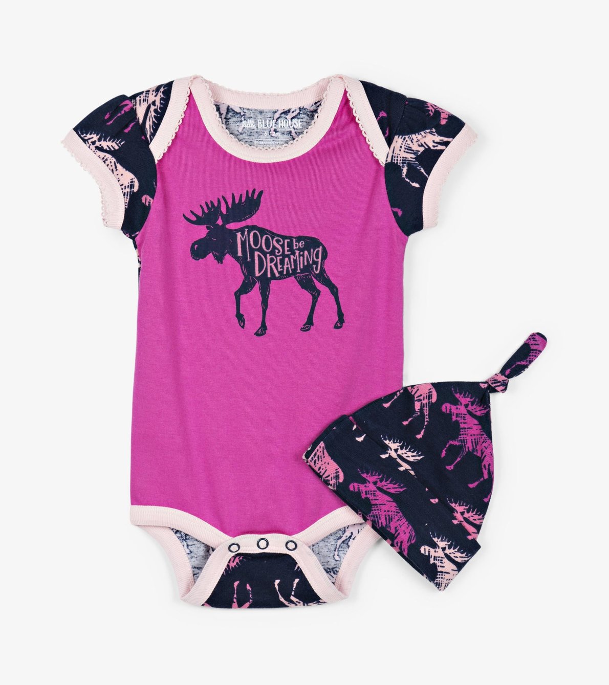 View larger image of Cottage Moose Baby Bodysuit with Hat