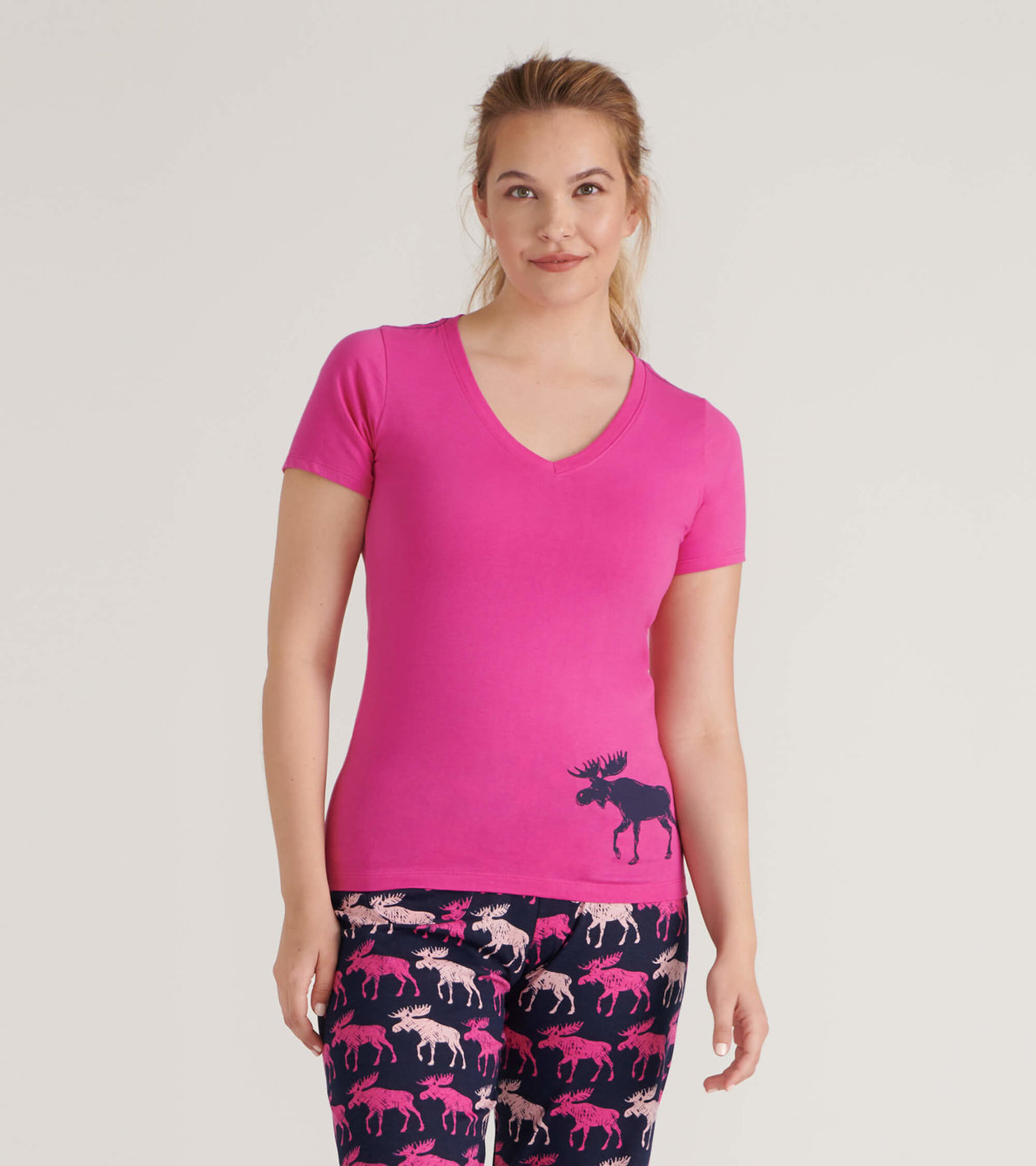 Agrandir l'image de T-shirt de pyjama pour femme – Orignal campagnard