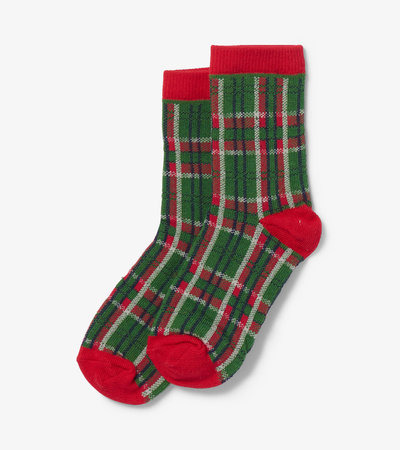 Country Christmas Plaid Kids Crew Socks