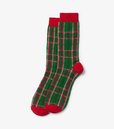 Country Christmas Plaid Men's Crew Socks
