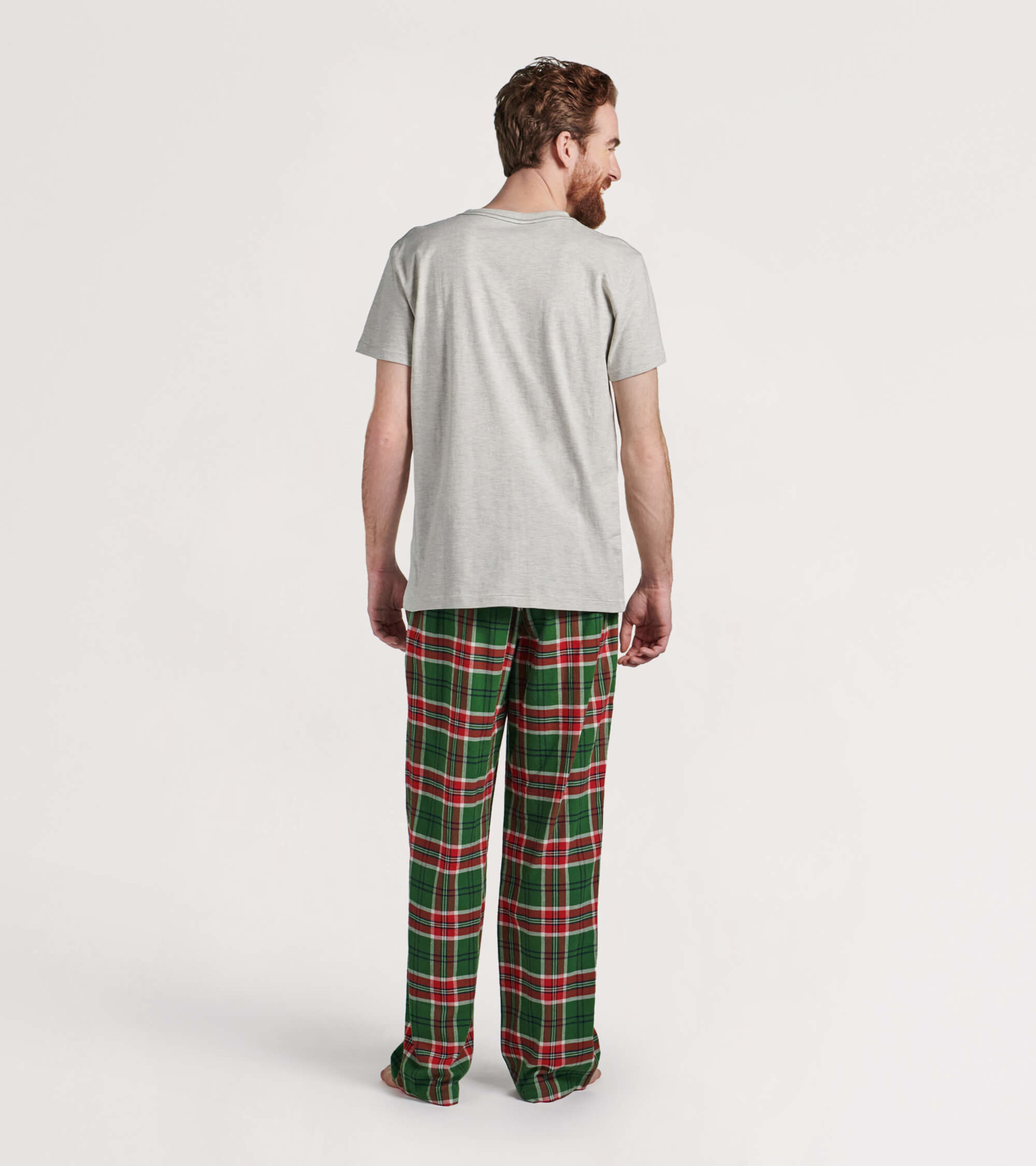 Regular Fit Flannel Pajama Pants - Black/white plaid - Men