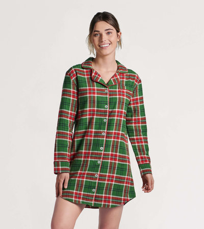 Women's Country Christmas Plaid Flannel Nightgown
