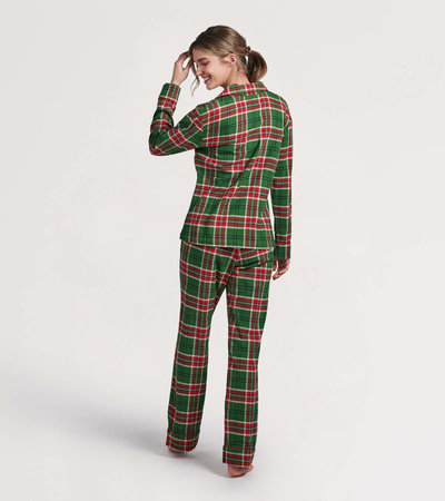 Women's Country Christmas Plaid Flannel Pajama Set - Little Blue