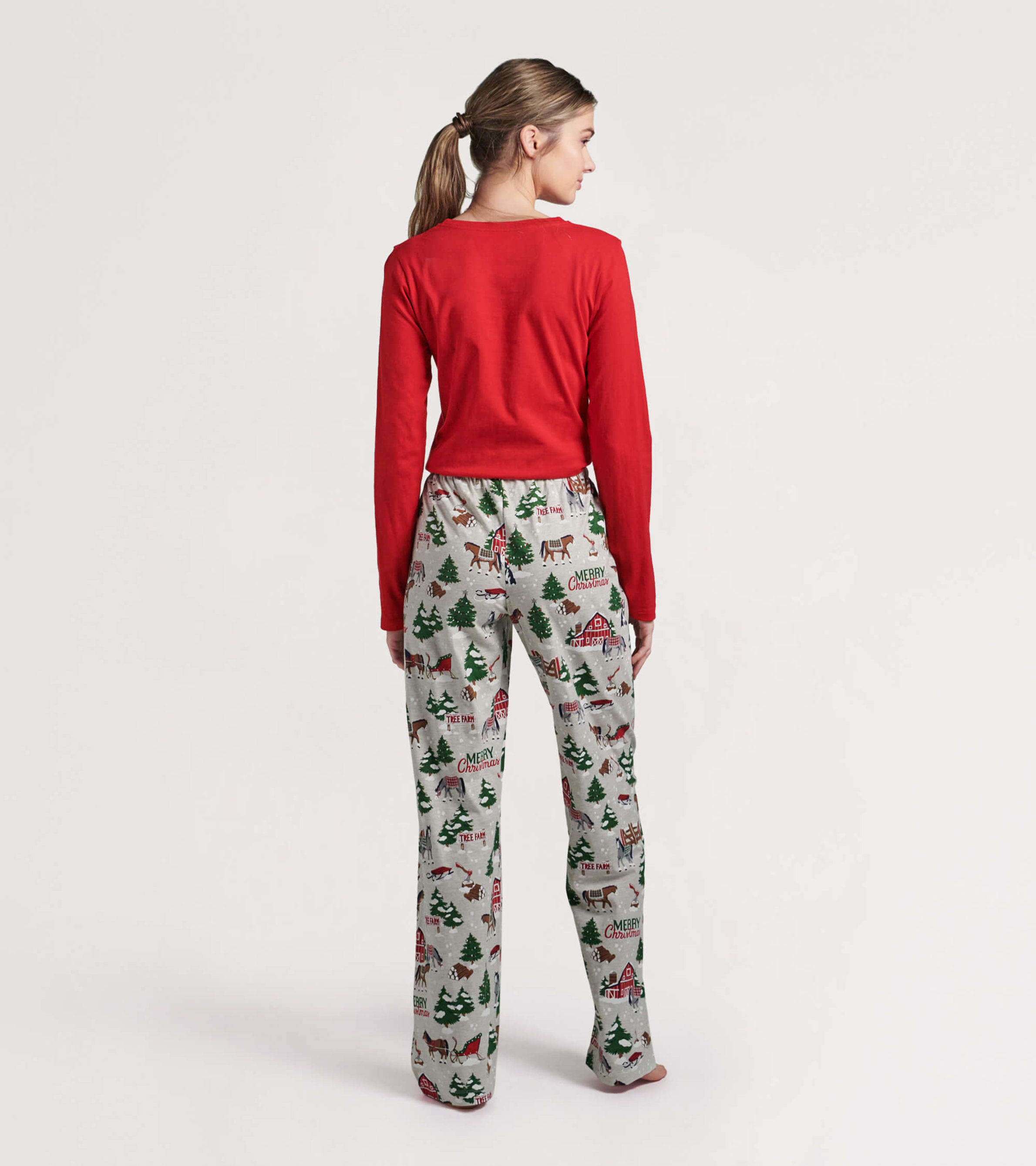 Women's Country Christmas Jersey Pajama Pants - Little Blue House US