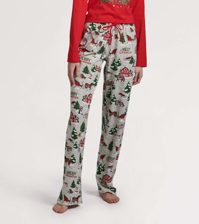 Pantalon de pyjama en jersey pour femme – Noël champêtre