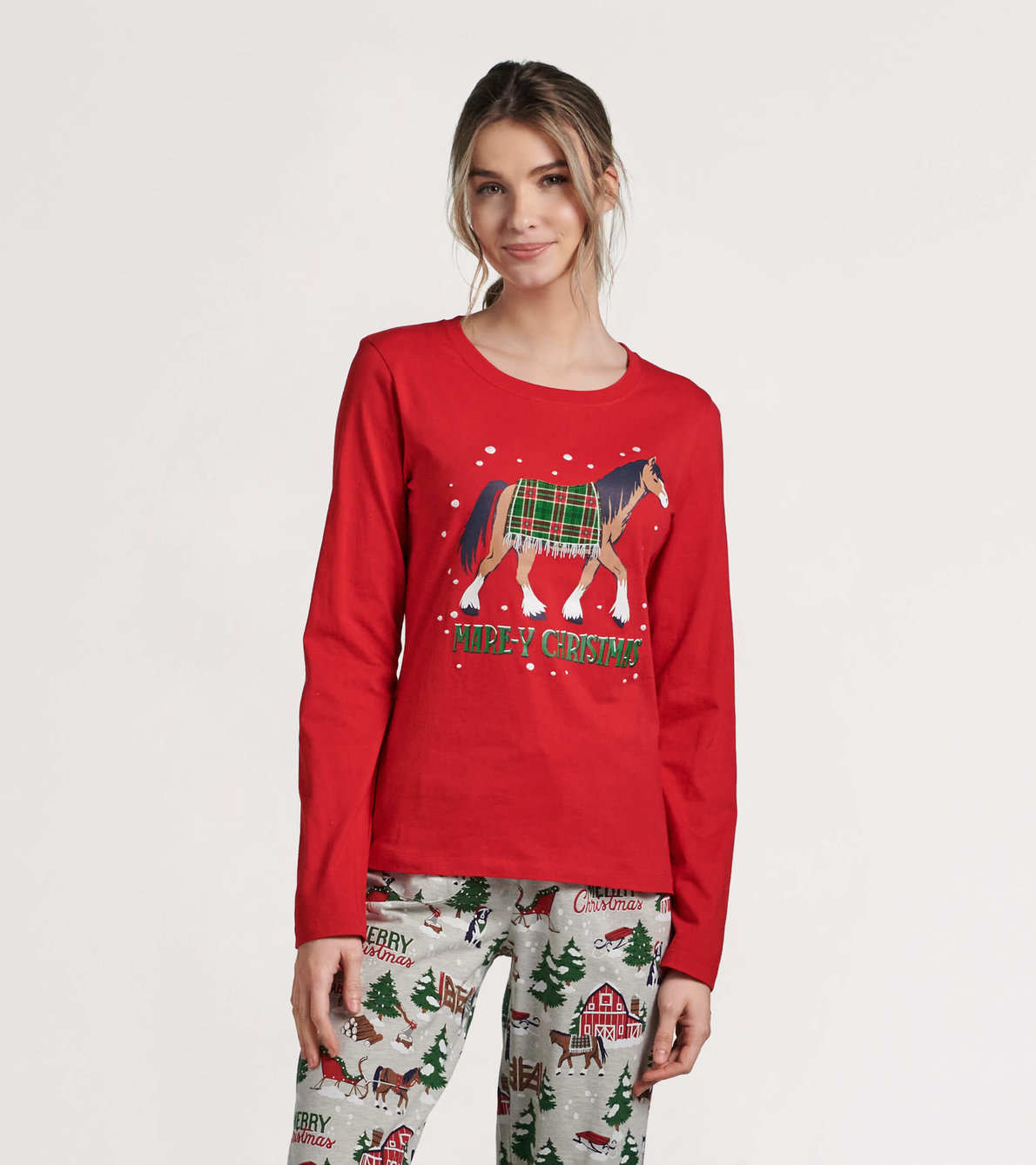 Agrandir l'image de T-shirt à manches longues pour femme – Noël champêtre