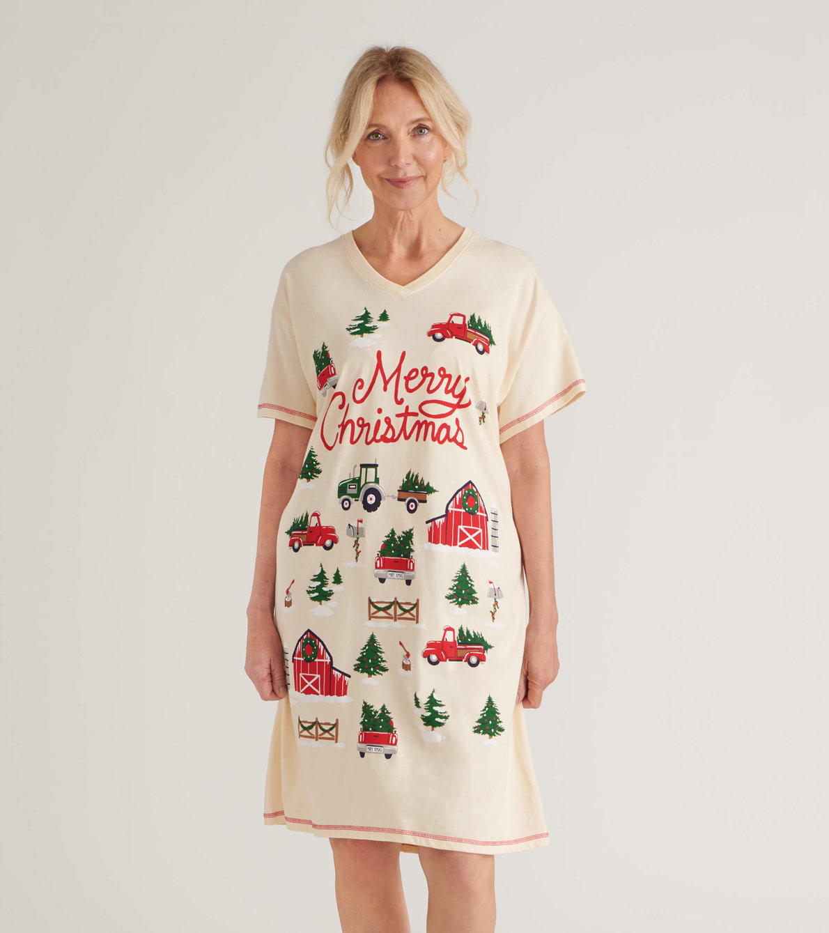 Agrandir l'image de Chemise de nuit pour femme – Noël champêtre