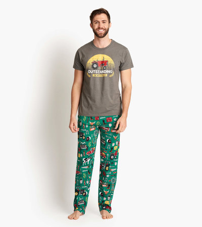 Country Living Men's Jersey Pajama Pants - Little Blue House US