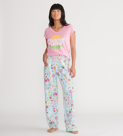 Ensemble de pyjama t-shirt et pantalon interchangeables pour femme - Vie de campagne