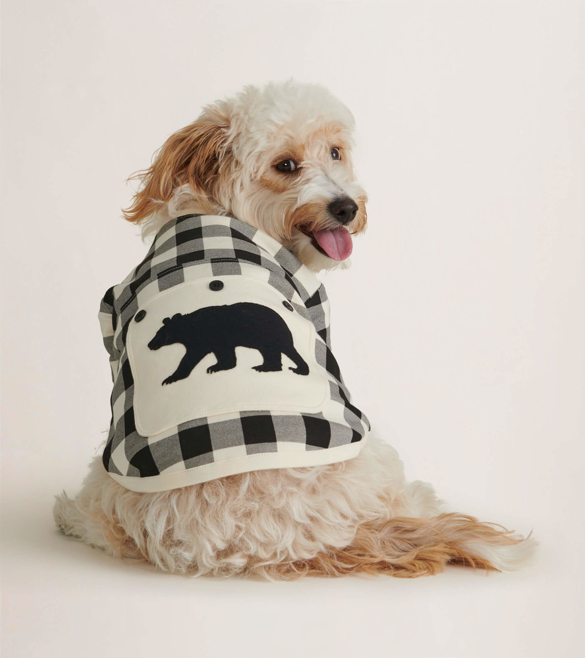 Agrandir l'image de T-Shirt pour chien – Tartan crème et noir
