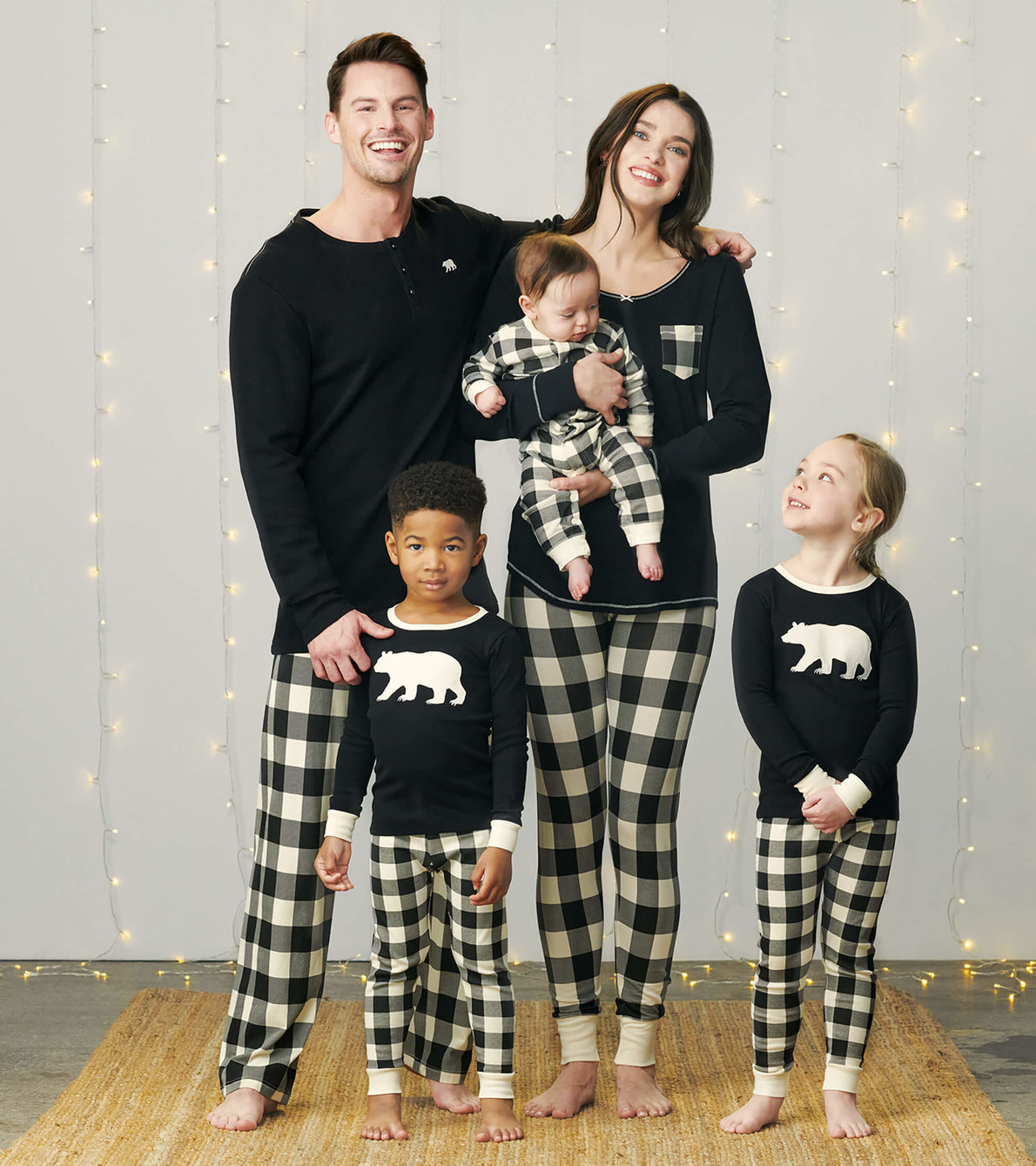 Agrandir l'image de Pyjamas pour la famille - Tartan crème et noir