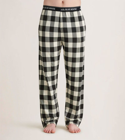 Pantalon de pyjama en jersey pour homme – Tartan crème et noir
