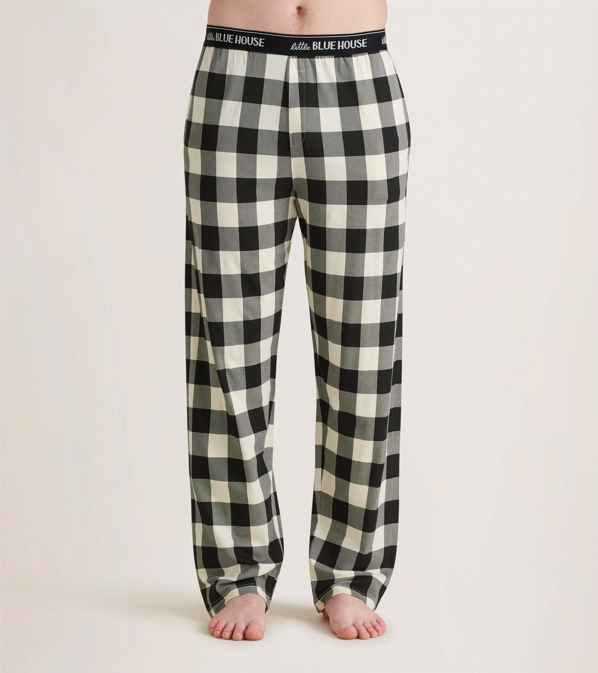 Agrandir l'image de Pantalon de pyjama en jersey pour homme – Tartan crème et noir
