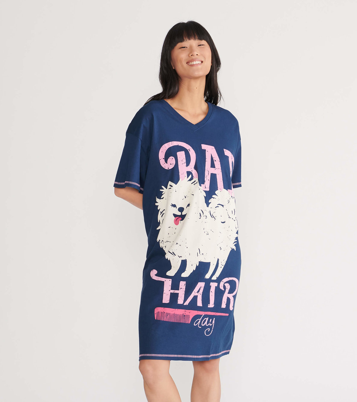 Agrandir l'image de Chemise de nuit pour femme – Chien « Bad Hair Day »