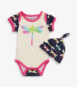 Dragonflies Baby Bodysuit With Hat