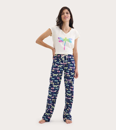 Ensemble de pyjama t-shirt et pantalon interchangeables pour femme - Libellule