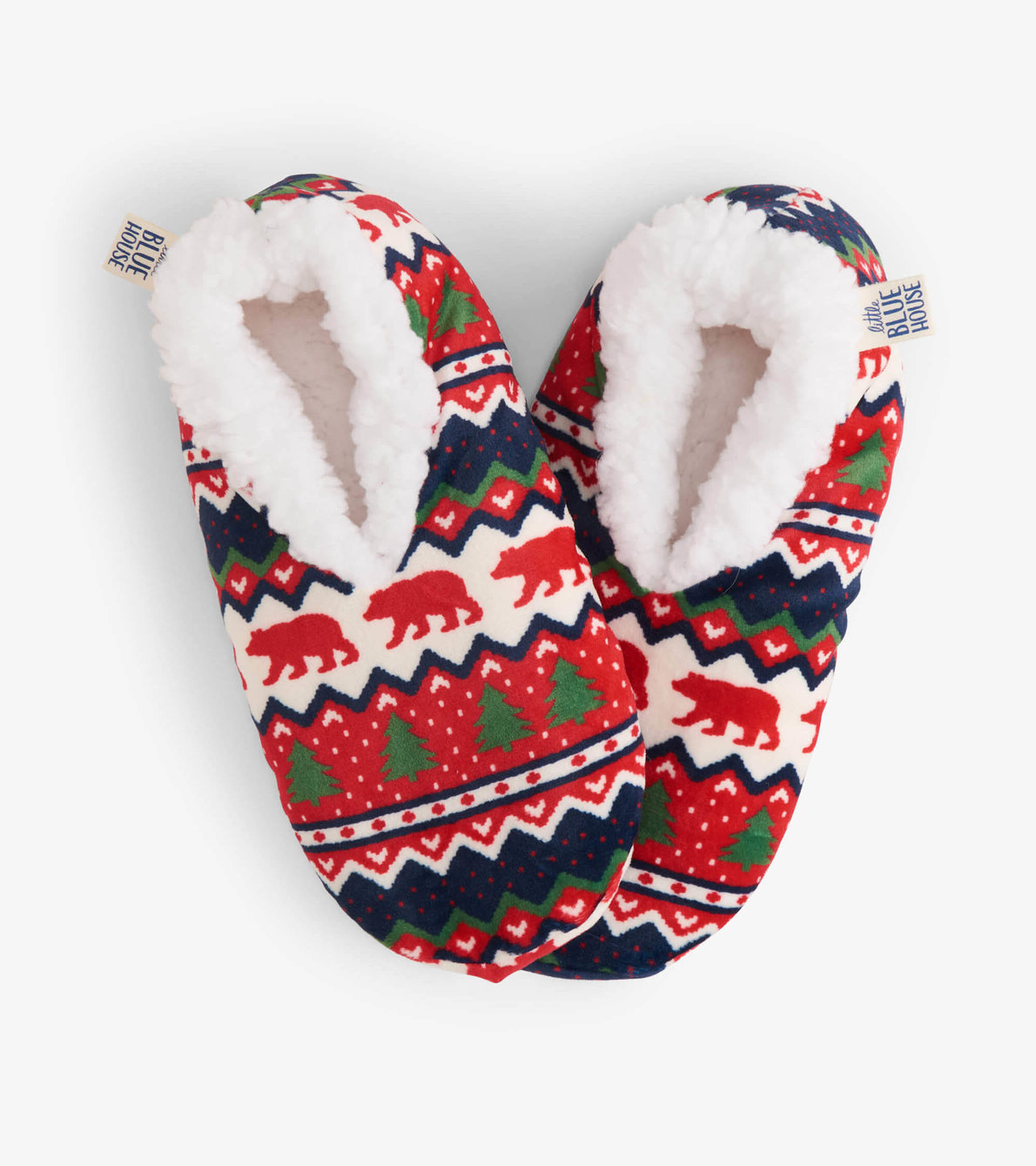 View larger image of Fair Isle Bear Adult Warm and Cozy Slippers