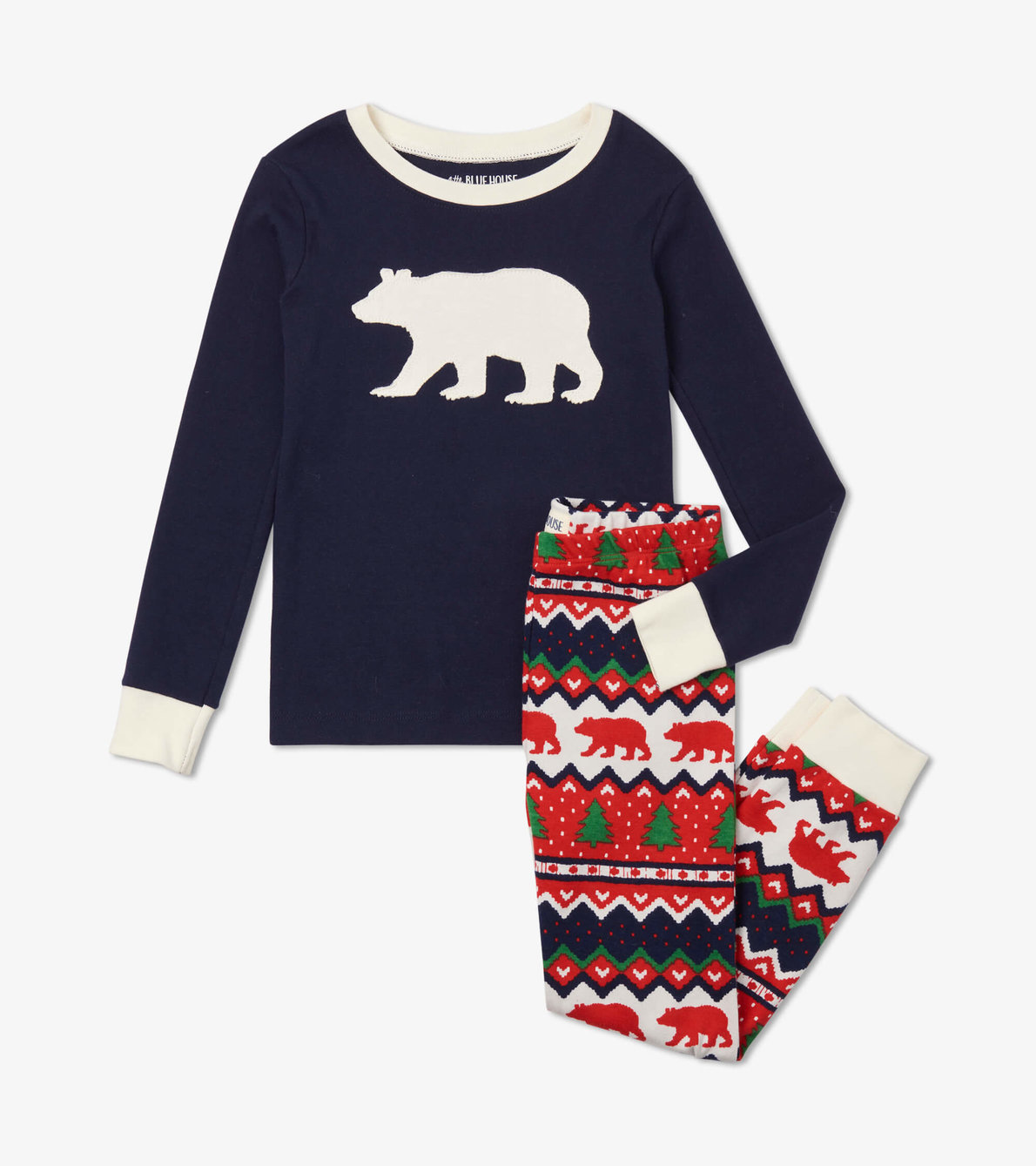 View larger image of Kids Fair Isle Bear Appliqué Pajama Set