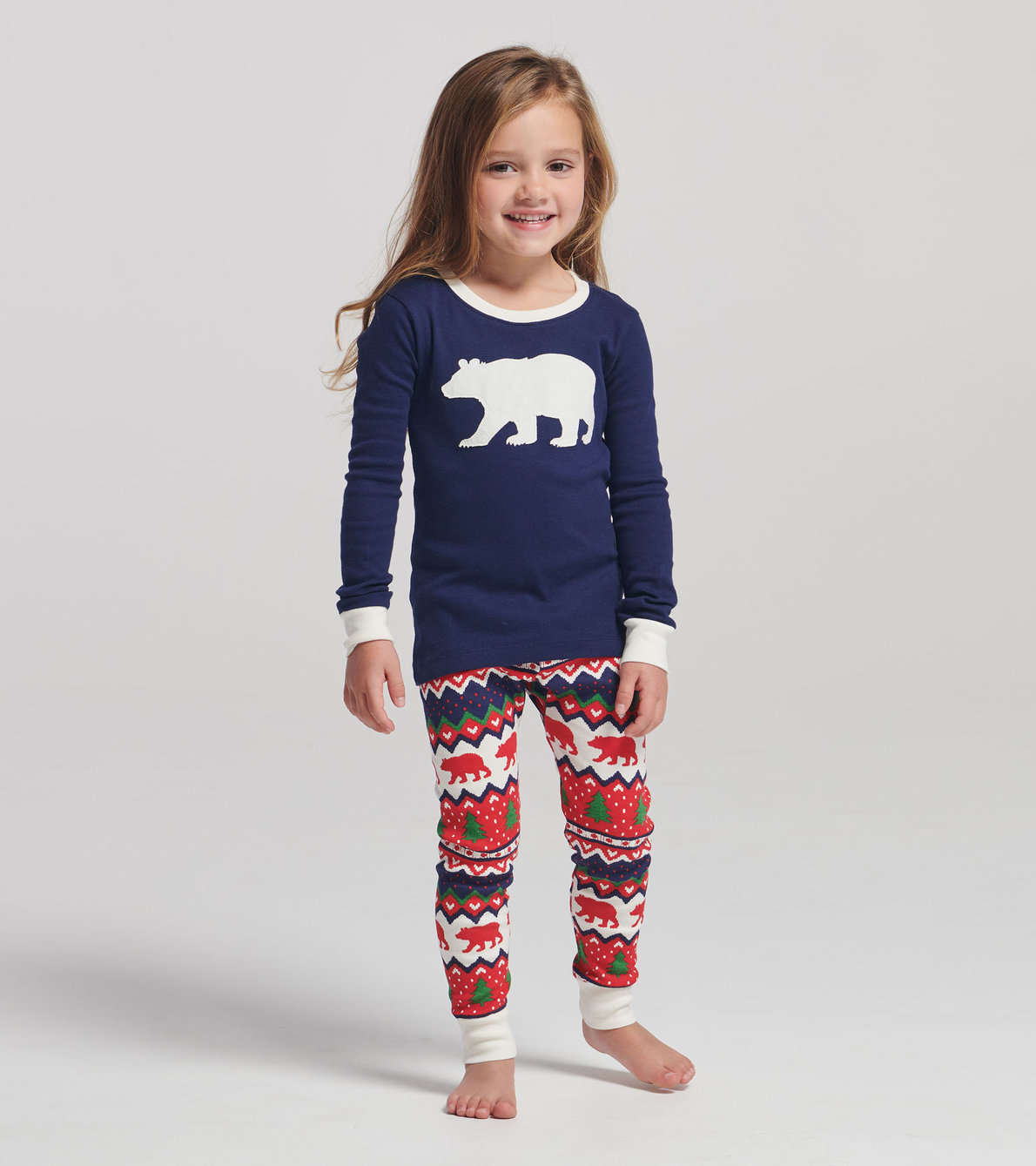 View larger image of Kids Fair Isle Bear Appliqué Pajama Set