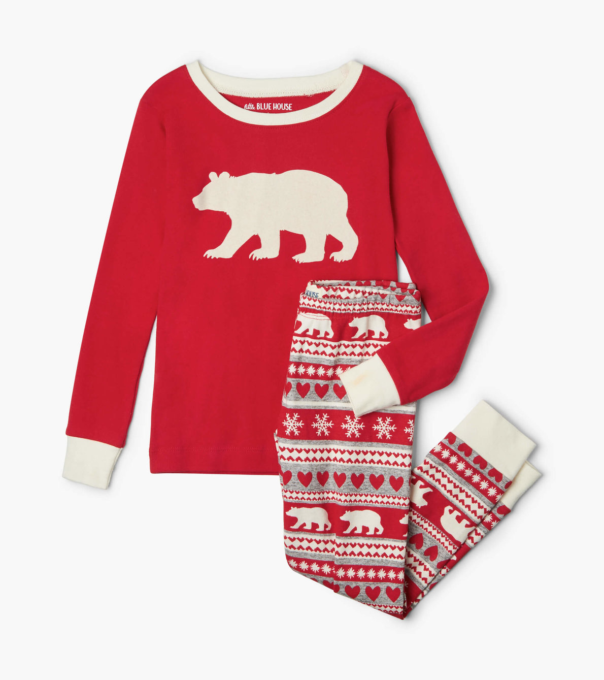 View larger image of Fair Isle Bear Kids Appliqué Pajama Set