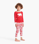 Fair Isle Bear Kids Appliqué Pajama Set
