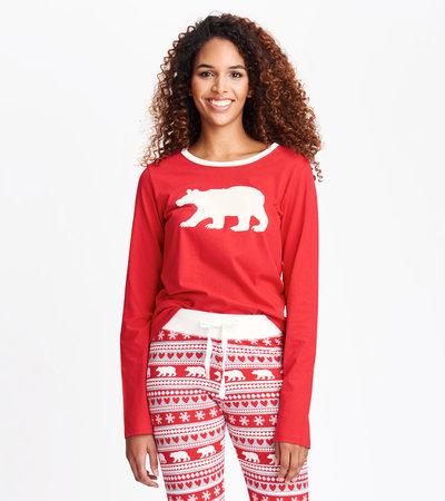 Women's Polar Bear Long Sleeve Pajama Top - Little Blue House CA