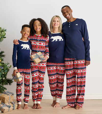 Stretch knit jogger pyjama pants - Christmas moose on plaid - Plus Size.  Colour: red. Size: 1xl