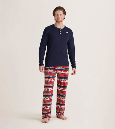 Fair Isle Men's Henley and Pants Pajama Separates