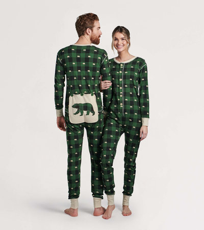 Forest Green Plaid Adult Union Suit