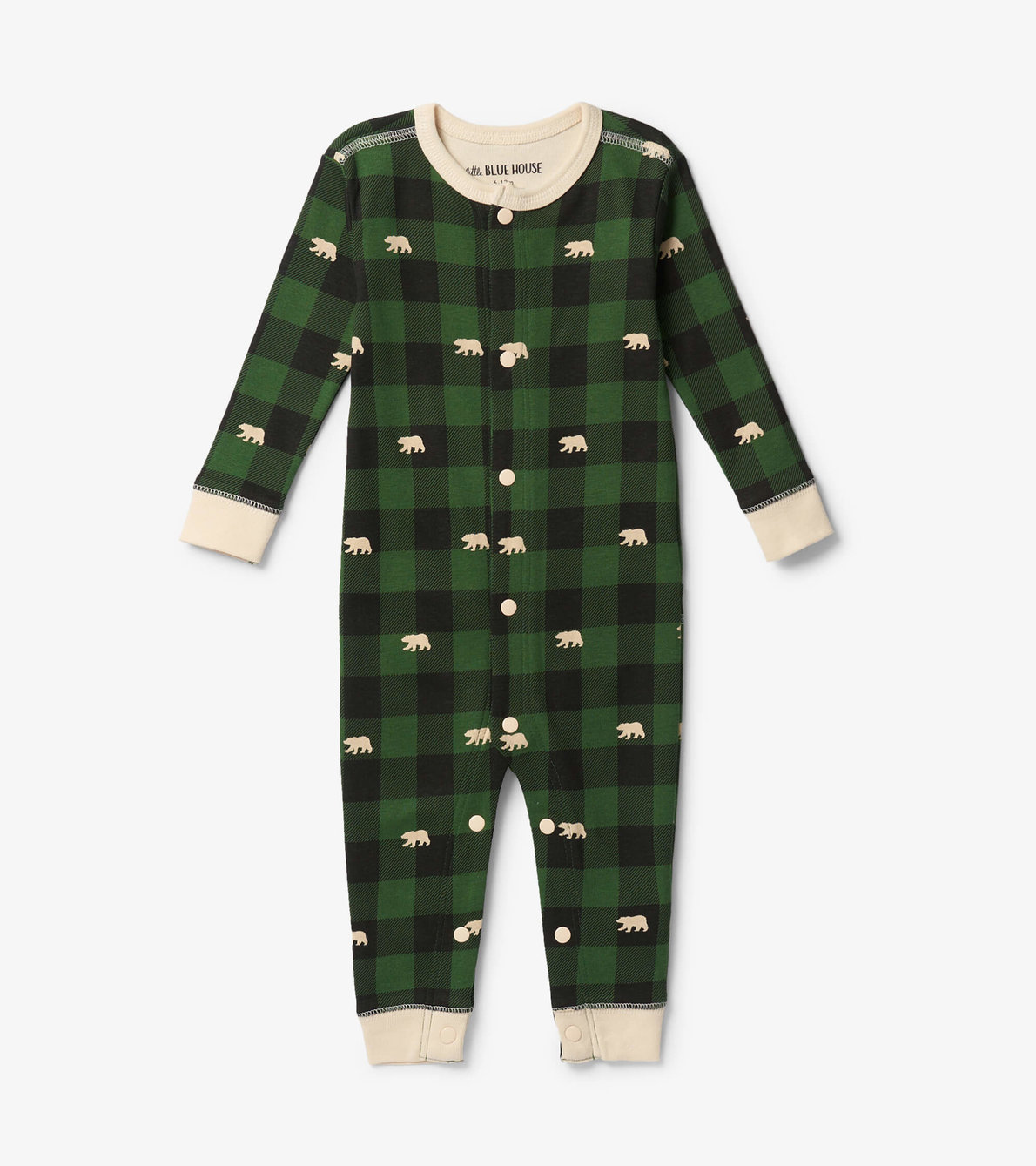 View larger image of Forest Green Plaid Baby Union Suit