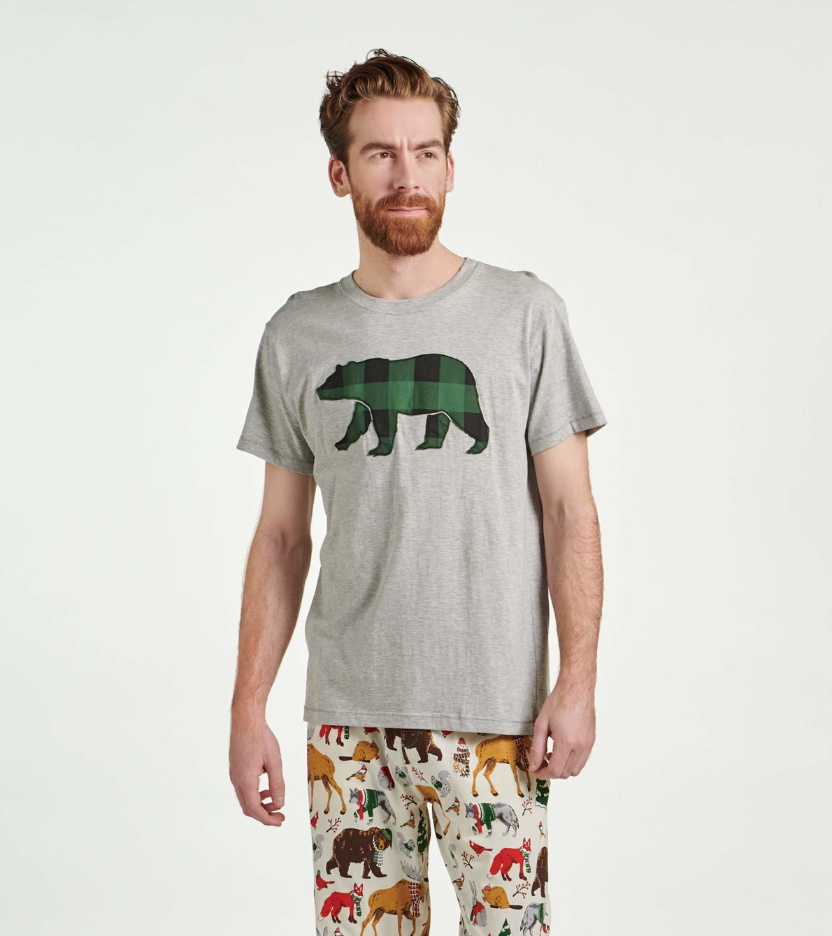 View larger image of Forest Green Plaid Bear Men's Tee