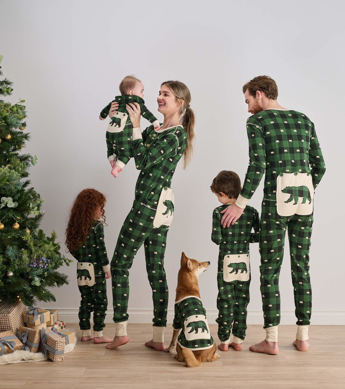 Agrandir l'image de Pyjamas une pièce pour la famille - Tartan vert forêt