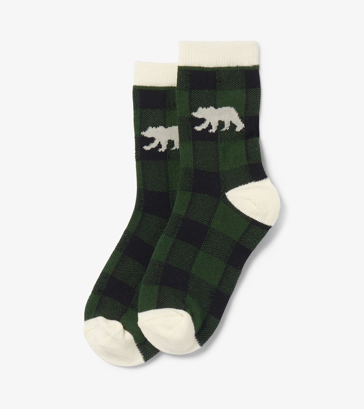 View larger image of Forest Green Plaid Kids Crew Socks