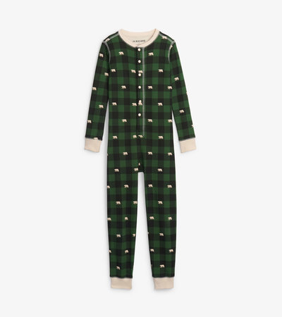 Boys and Girls Soft & Cozy Thermal One- Piece Union Suit | Forest Green