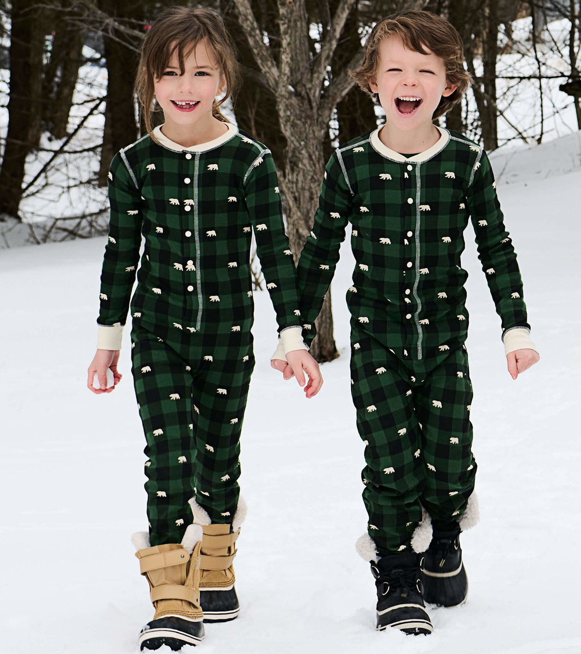 View larger image of Forest Green Plaid Kids Union Suit