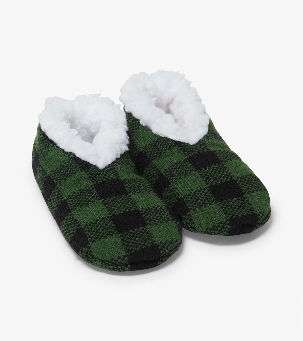 View larger image of Forest Green Plaid Kids Warm And Cozy Slippers