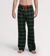 Forest Green Plaid Men's Flannel Pajama Pants