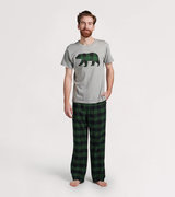 Forest Green Plaid Men's Tee and Pants Pajama Separates