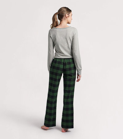 Women's Black & Green Plaid Flannel Pants