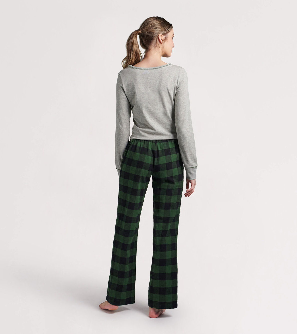 Agrandir l'image de Pantalon de pyjama en flanelle pour femme – Tartan vert forêt