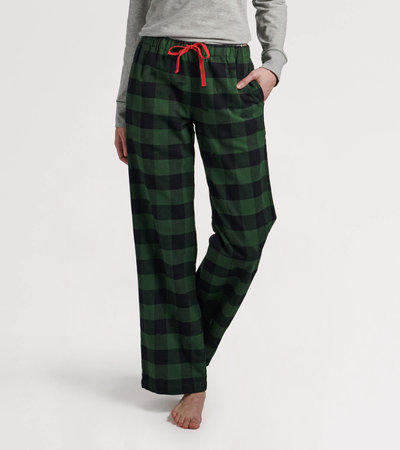 Forest Green Plaid Women's Flannel Pajama Pants