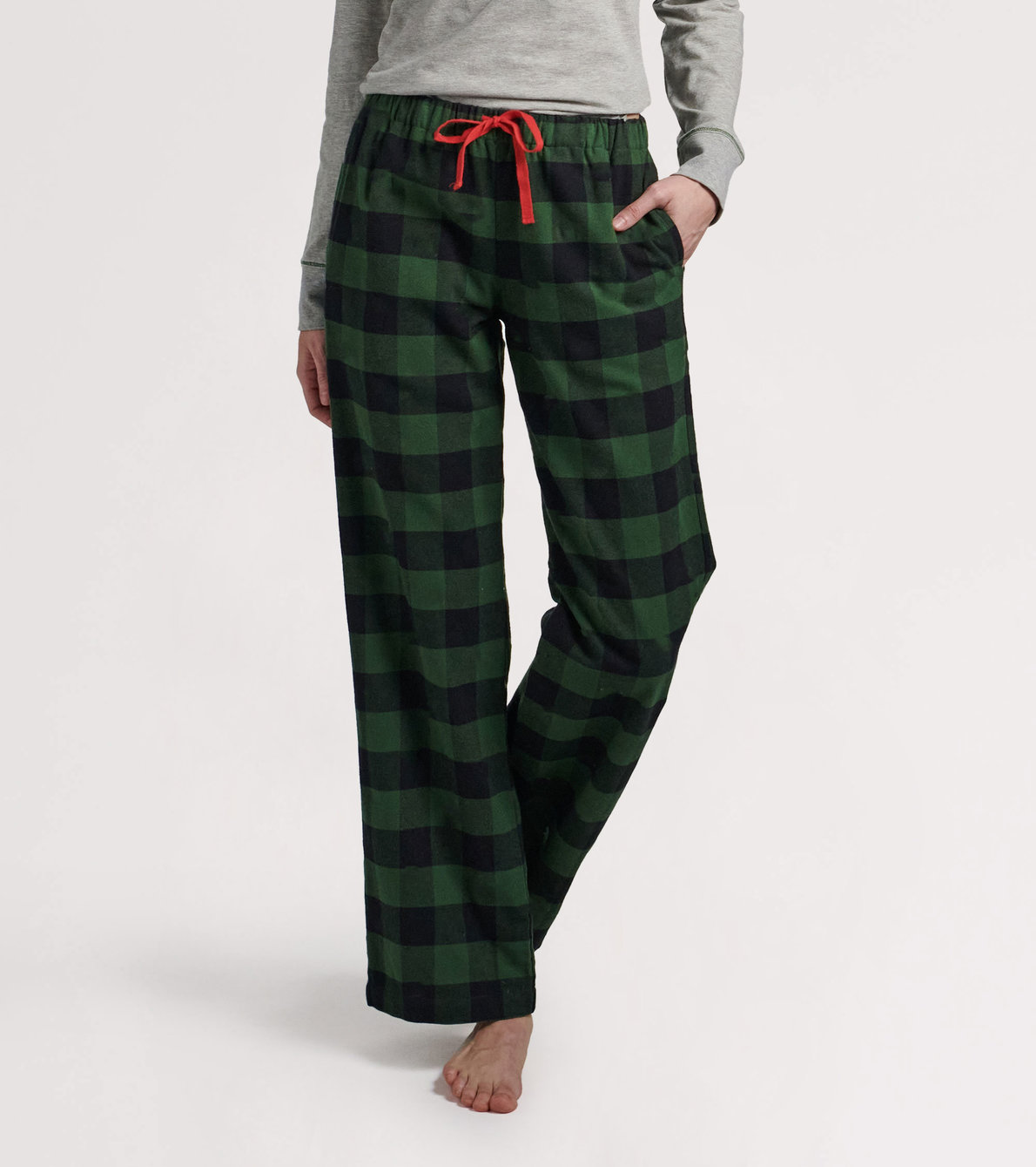Agrandir l'image de Pantalon de pyjama en flanelle pour femme – Tartan vert forêt