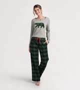 Forest Green Plaid Women's Tee and Pants Pajama Separates